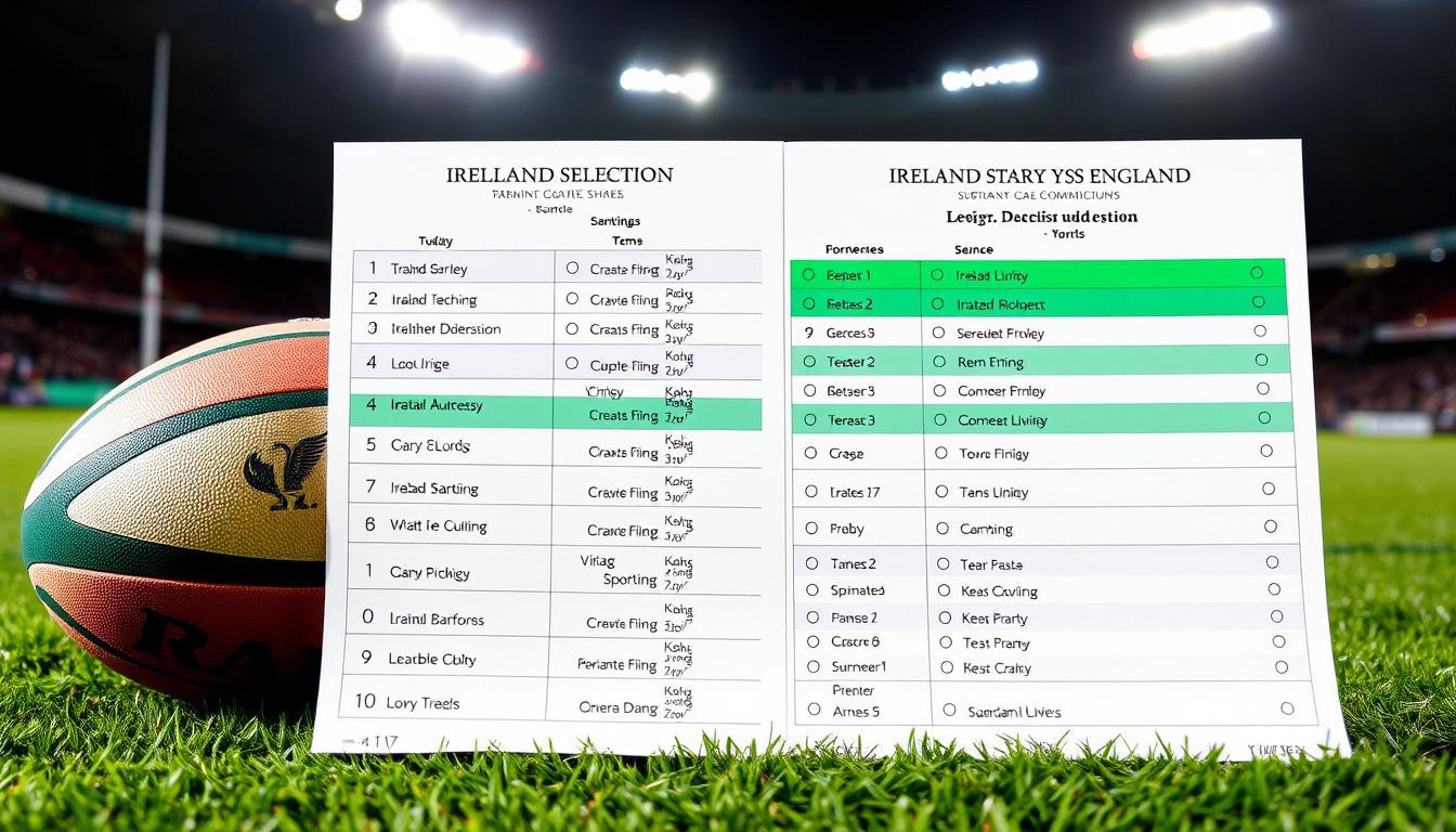 Ireland Team Selection England – Full Starting XV and Key Changes